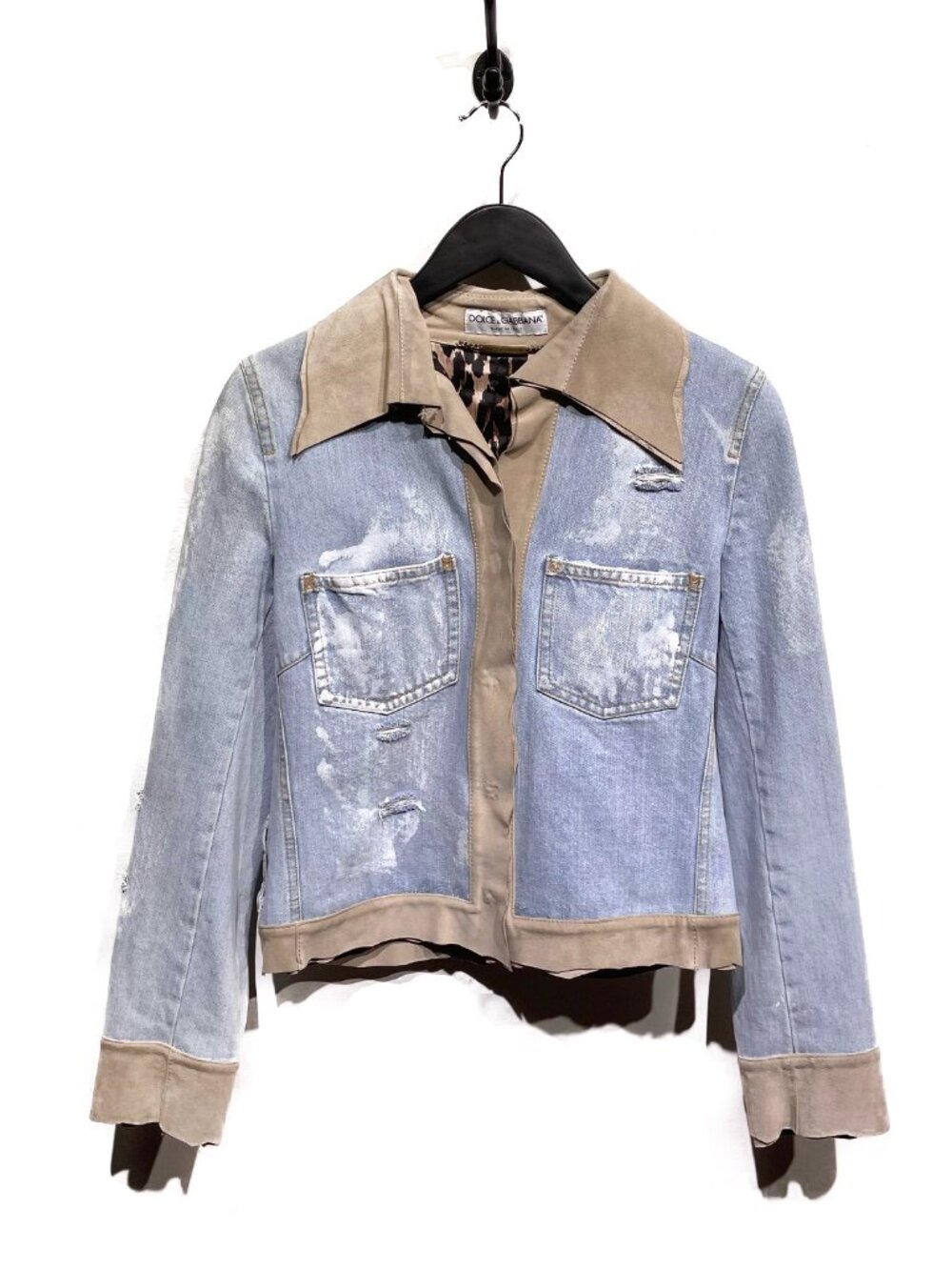 Dolce & Gabbana Suede and Jeans Distressed Jacket